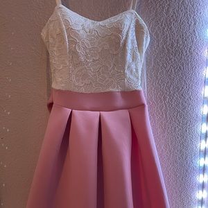Pink lace short dress